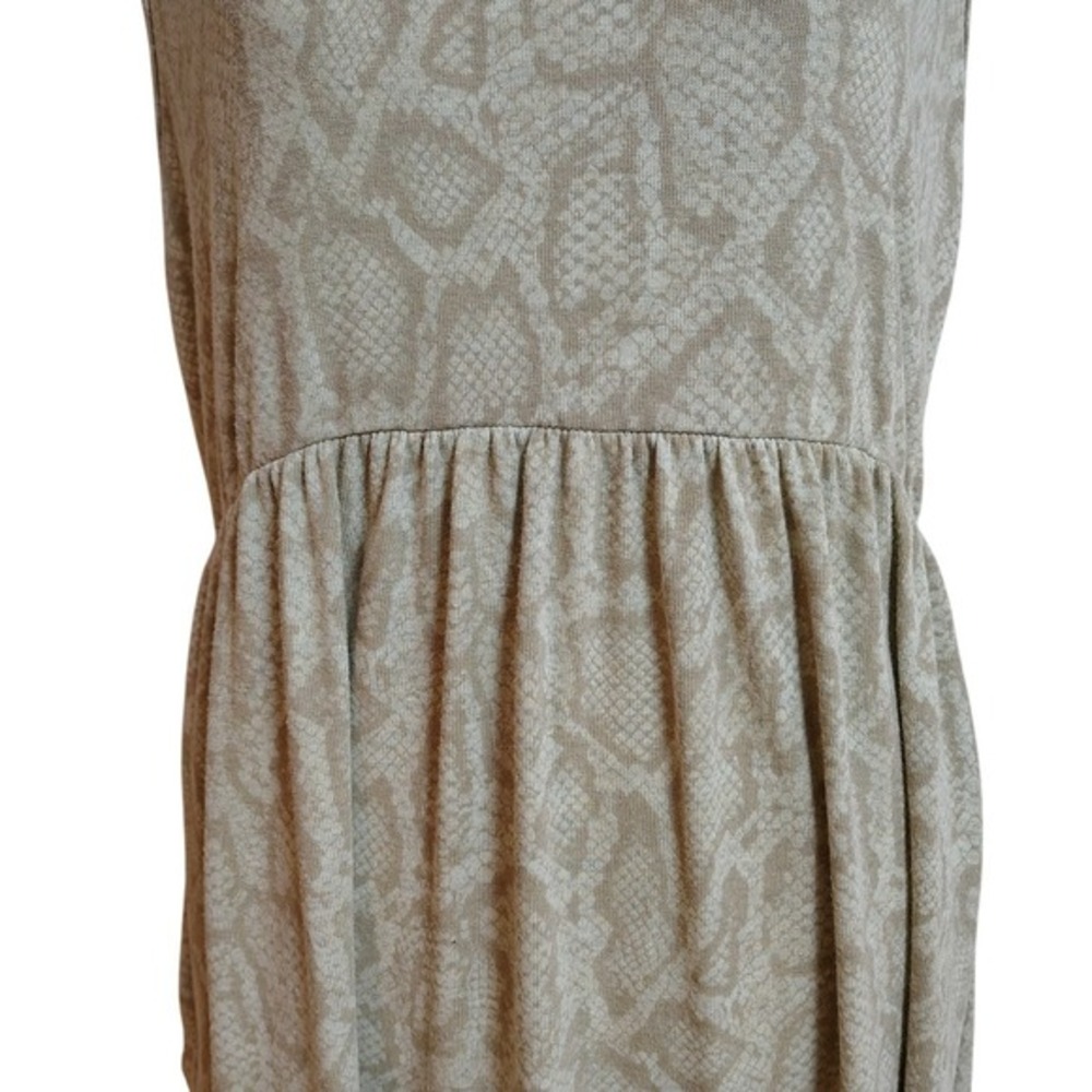 Jodifl Maxi Dress Women L Tan Snakeskin Print Sleeveless Empire Waist Pockets - Picture 4 of 9